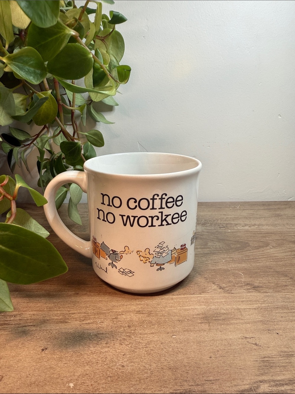 No Coffee No Workee Mug Recycled Paper Products Vintage